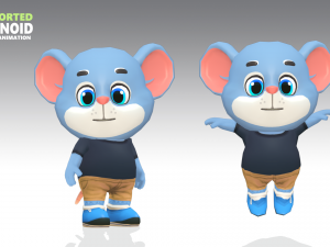 mouse rat rodent blue animated rigged Modèle 3D