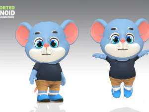 mouse rat rodent blue animated rigged 3D Model