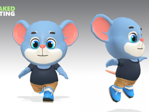mouse rat rodent blue animated rigged Modèle 3D