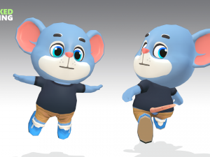mouse rat rodent blue animated rigged Modèle 3D