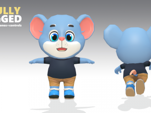 mouse rat rodent blue animated rigged Modèle 3D