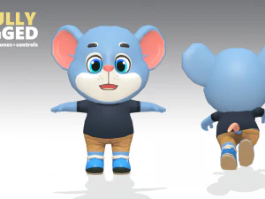 mouse rat rodent blue animated rigged 3D Model