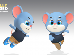 mouse rat rodent blue animated rigged Modèle 3D
