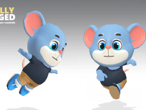 mouse rat rodent blue animated rigged 3D Model