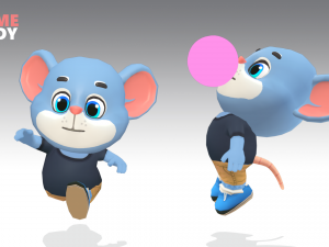 mouse rat rodent blue animated rigged Modèle 3D