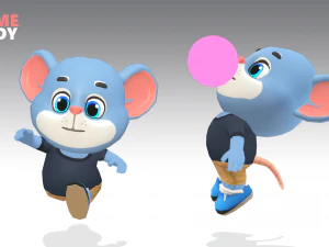 mouse rat rodent blue animated rigged 3D Model