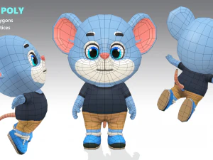 mouse rat rodent blue animated rigged 3D Model