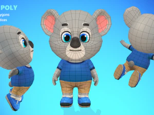 Orso koala animato truccato Modello 3D