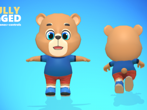 bear grizzly animated rigged Modello 3D