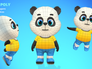 panda bear animated rigged Modello 3D