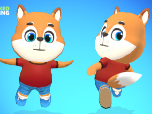 fox dog animated rigged 3D Model