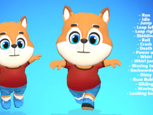 tilki k&ouml;peği animasyonlu hileli 3D Model