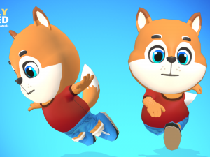 fox dog animated rigged 3D Model
