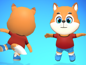 fox dog animated rigged 3D Model