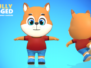 fox dog animated rigged 3D Model