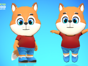 fox dog animated rigged 3D Model