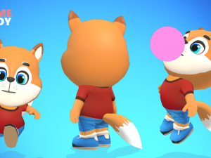 fox dog animated rigged 3D Model