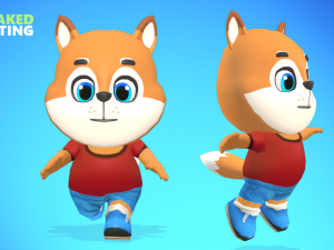 fox dog animated rigged 3D Model