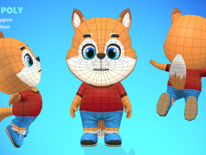 fox dog animated rigged 3D Model