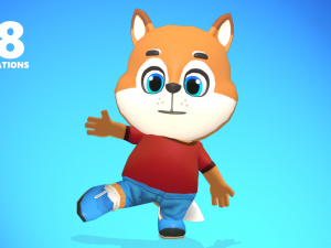 fox dog animated rigged 3D Model