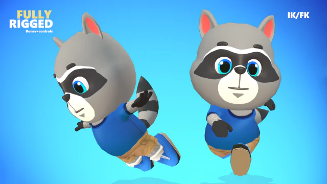 raccoon dog animated rigged 3D Model .c4d .max .obj .3ds .fbx .stl .blend 