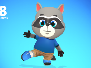raccoon dog animated rigged 3D मॉडल