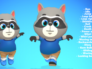 raccoon dog animated rigged 3D मॉडल