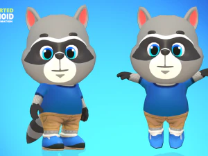 raccoon dog animated rigged 3D Model