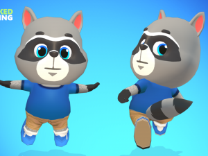 raccoon dog animated rigged 3D मॉडल