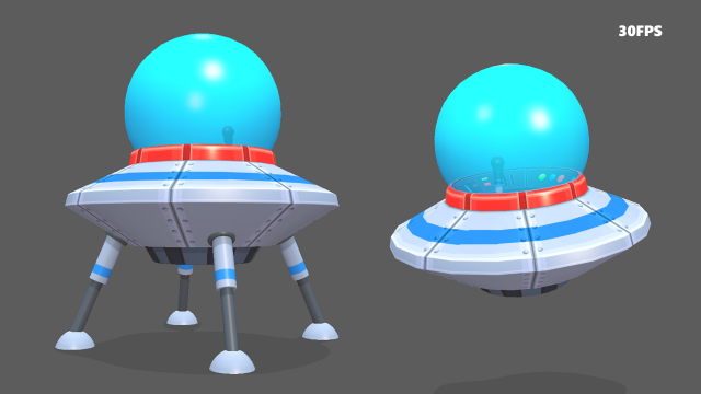 spaceship flying saucer animated Modèle 3D .c4d .max .obj .3ds .fbx .stl .blend 