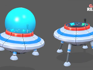 spaceship flying saucer animated 3D Model