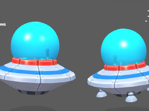 spaceship flying saucer animated 3D Model