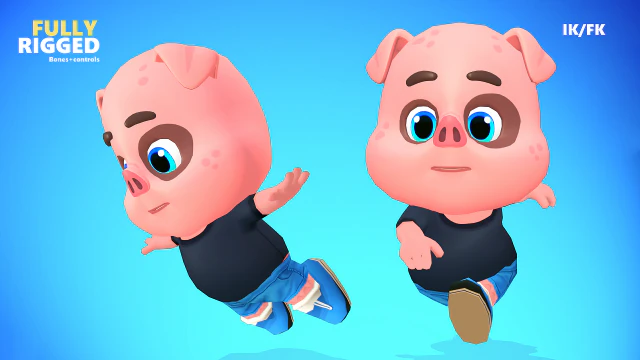 pig animated rigged 3D Model .c4d .max .obj .3ds .fbx .stl .blend 