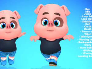 pig animated rigged 3D Model