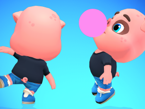 pig animated rigged 3D मॉडल