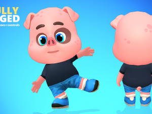 pig animated rigged 3D मॉडल