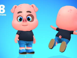 pig animated rigged 3D मॉडल