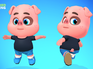 pig animated rigged 3D मॉडल