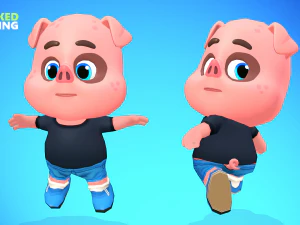 pig animated rigged 3D Model