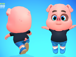 pig animated rigged 3D मॉडल