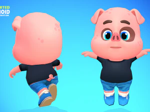 pig animated rigged 3D Model