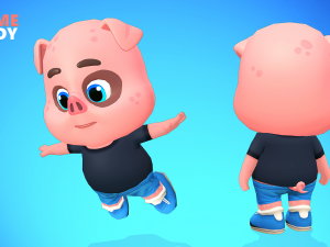 pig animated rigged 3D मॉडल