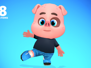 pig animated rigged 3D मॉडल