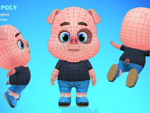 pig animated rigged 3D मॉडल