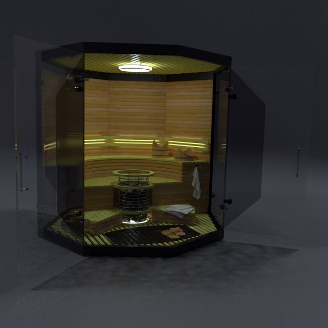 sauna Modèle 3D .c4d .max .obj .3ds .fbx .stl .blend 