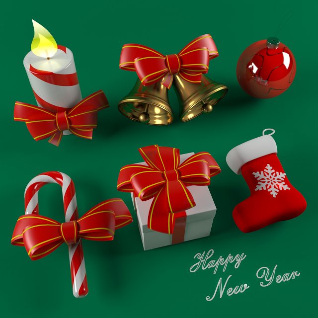 happy new year 3D मॉडल .c4d .max .obj .3ds .fbx .stl .blend 