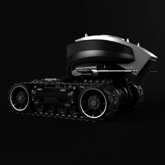 robot on caterpillars rigged 3D Model .c4d .max .obj .3ds .fbx .stl .blend 
