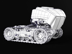 robot on caterpillars rigged 3D-Modell