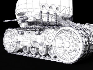 robot on caterpillars rigged 3D Model
