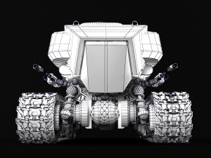 robot on caterpillars rigged 3D-Modell
